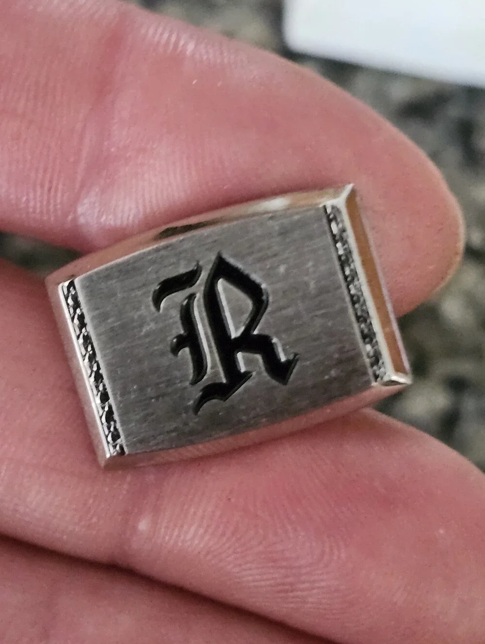 Black Monogram 'R' Silver-Tone Men's Cufflinks